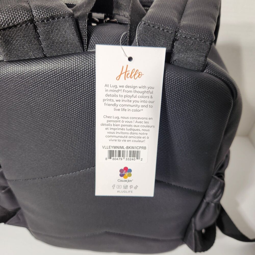 LUG Matte Luxe Cargo Mini Backpack Volley Black Vegan Faux Leather Top Handle - Picture 5 of 16